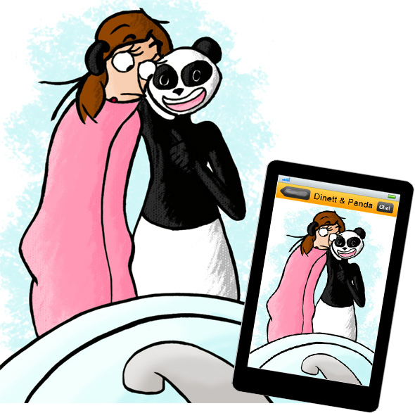 Photo du panda et de Dinett blogueuse BD jeunesse