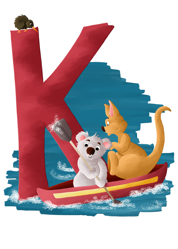 K comme koala kangourou en kayak - abécédaire animalier