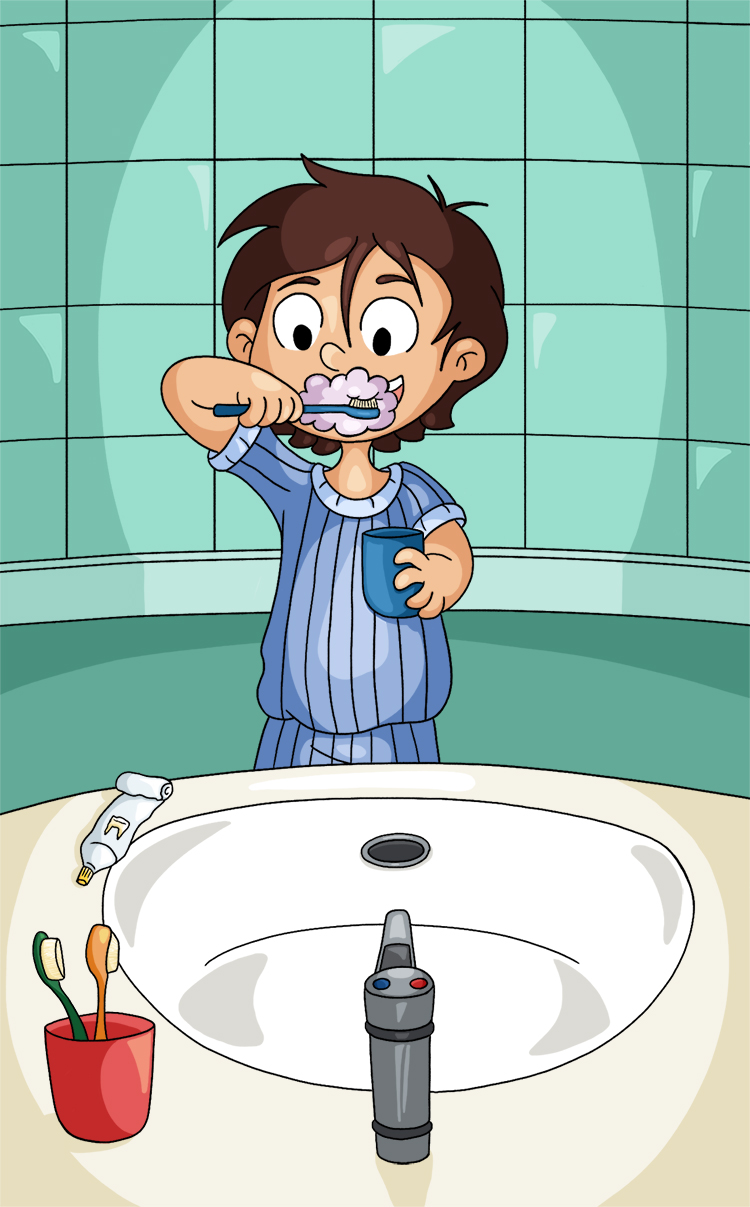 Illustration parascolaire se laver les dents
