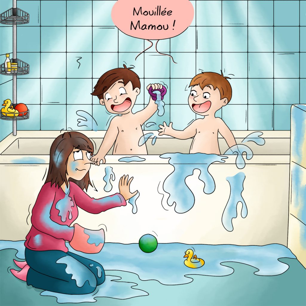 Parents de jumeaux l'heure du bain